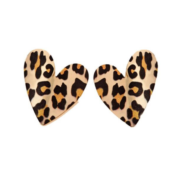Wholesale Trend Autumn and Winter Printing Leopard Print Love Exaggerated Niche Design Valentine's Day Gift Earrings