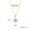 Wholesale Stainless Steel Brass Fashion Plating Inlay Flower Zircon Pendant Necklace