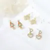 Wholesale Maple Leaf Stud Earrings For Women With 925 Sterling Silver Posts, Copper Base, 14K Real Gold Plated And Zircon Inlay