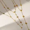 Wholesale Lucky Heart Electroplated Pendant Necklace For Women In 18K Real Gold Plated 304 Stainless Steel With PVD Coated Cable Chain