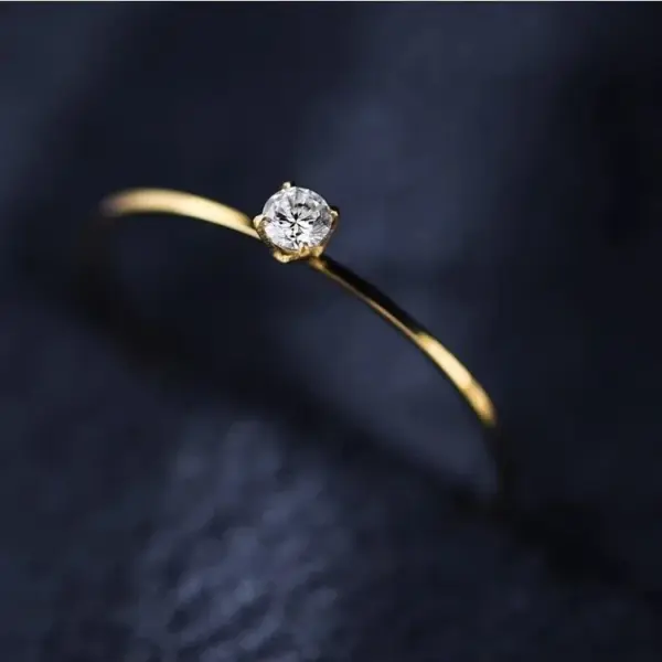 Wholesale Waterproof Non Tarnish 304 Stainless Steel Band Ring With Zircon Inlay, Unisex, Available In Gold