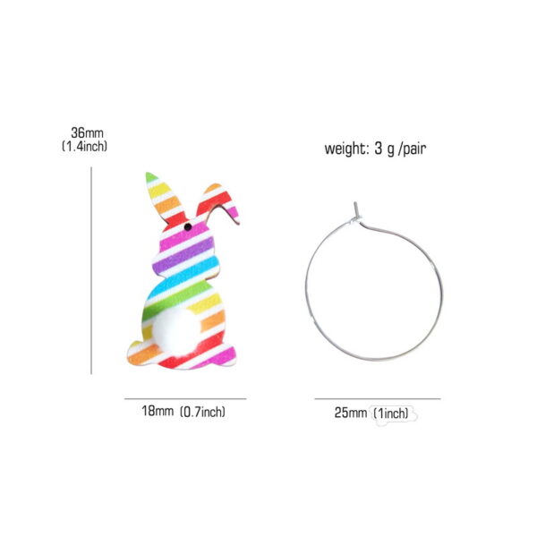 oly-822f0d026300440206f5c26f2a9545dc Wholesale Easter Cute Printed Spring Flower Leopard Print Egg Pom-Pom Tail Rabbit Earrings