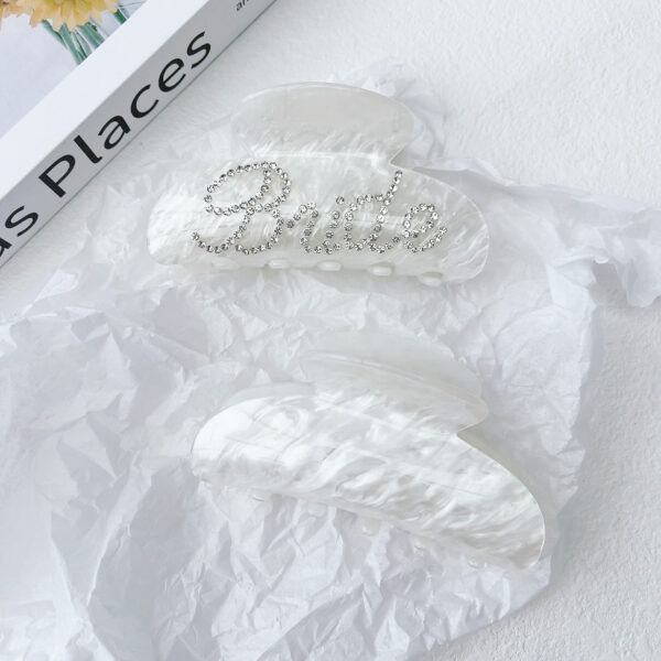 Wholesale French Elegant Rhinestone Letters Acrylic Hair Catcher Large High-end Back Head Grabber Valentine's Day Hairpin Hair Accessory