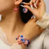 Wholesale Unisex Jewelry Set With Starfish Pattern, KC Golden Plated 0.03µm Finish, Artificial Rhinestones, Enamel, Beaded Chain