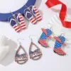 Wholesale 1 Pair Novelty Streetwear Water Droplets American Flag Boots Wood Drop Earrings