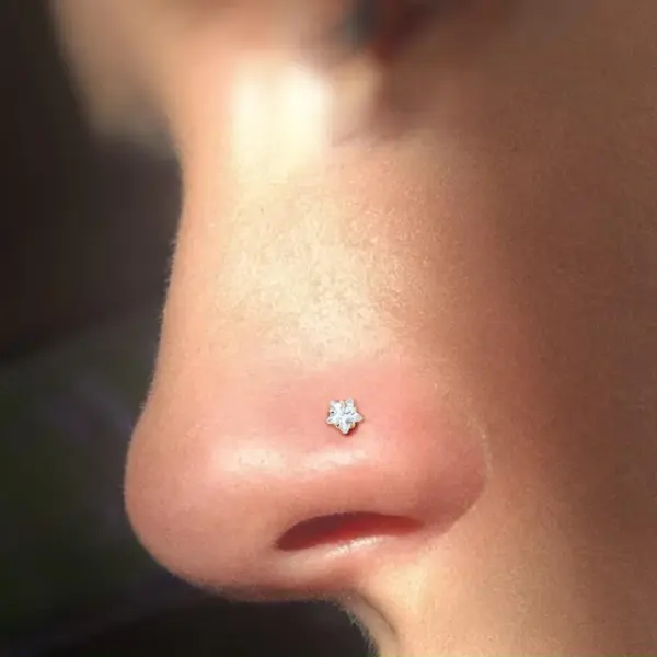 Wholesale Pure Silver 925L Bar Five-Pointed Star Zircon Nose Studs Piercing Fashionable Western Nose Rings For Women Wedding Birthday