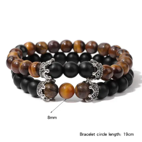 Wholesale Natural Stone Beads Set Combination Bracelet Vintage Business Crown Unisex Hand Chain Jewelry Fashion Accessory