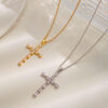 oly-82898673ecaddfe3a14aeb2f359a3e01 Wholesale Simple Cross Pendant Necklace for Women Selling Zircon Water Drop Clavicle Chain
