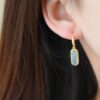 Wholesale jade ear hook natural jade earrings S925 sterling silver inlaid ancient silver simple fashion Valentine's Day gift