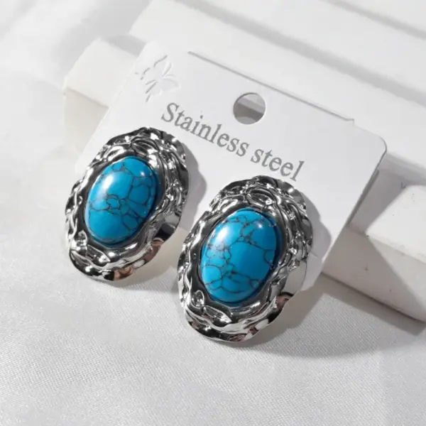 Wholesale 304 Stainless Steel Artificial Pearl Oval Women's Earrings Feminine Style Unisex