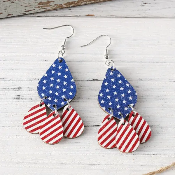 Wholesale Retro White Wood Water Droplets Drop Earrings For Women With 304 Stainless Steel Ear Pins Featuring Print Design