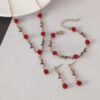Wholesale Vintage French Style Rose Flower Bracelet suit Women’s Personality Elegant Red Rose Necklace Trendy Bracelet