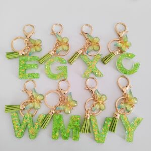 Green letter key chain pendant-R