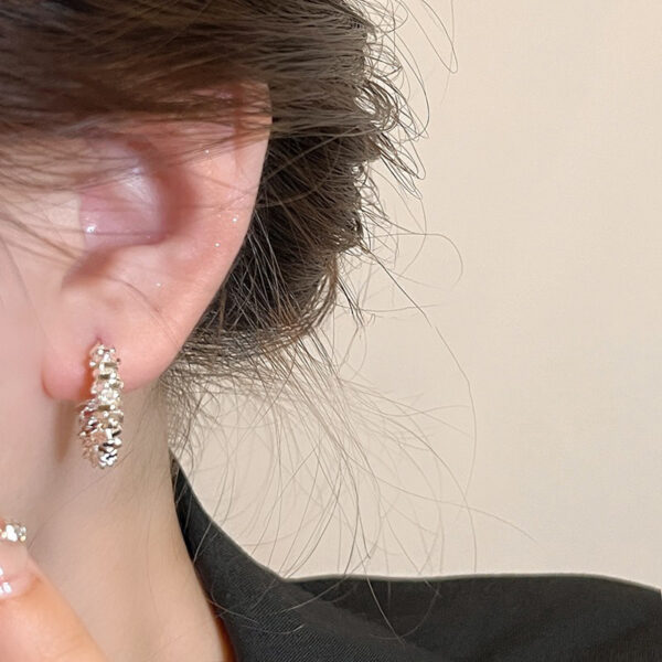 Wholesale 925 silver pin broken silver circle earrings women's cold style light luxury niche unique design high-grade earrings