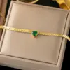 Wholesale Heart Shape Waterproof Non Tarnish Titanium Steel Bracelet For Women With Zircon Inlay