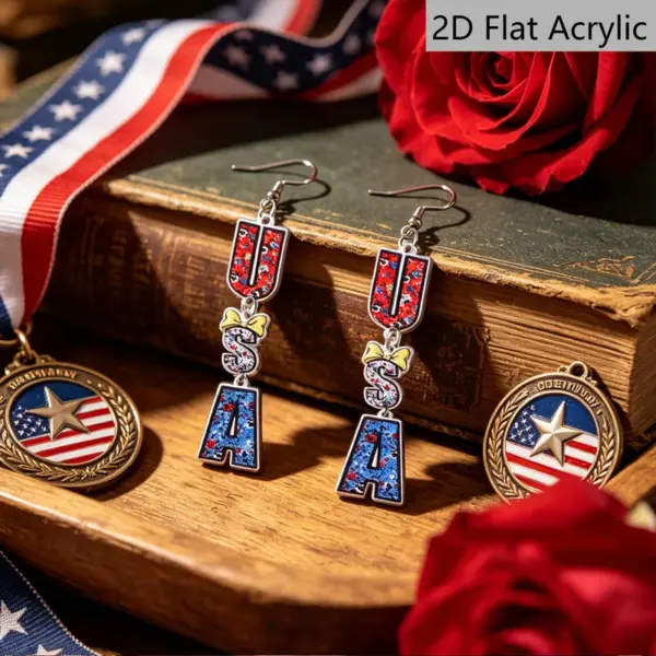 Wholesale Retro Multicolor Letter Print Acrylic Drop Earrings For Women With 304 Stainless Steel Ear Pins