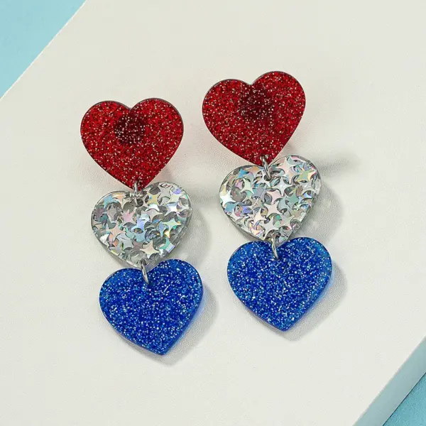 Wholesale Heart Shape Earrings For Independence Day Featuring Durable Alloy Material