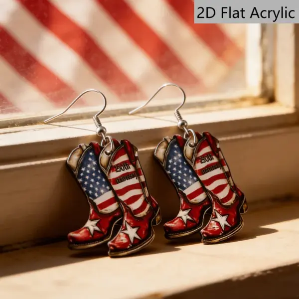 Wholesale Retro Print Boots Drop Earrings For Women In White & Red Acrylic With 304 Stainless Steel Ear Pins