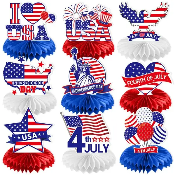 Wholesale 71st Anniversary Decoration Honeycomb Decorations Party Table Decorations American Independence Day Festival Supplies
