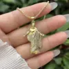 Wholesale Waterproof Non Tarnish Skull Pendant Necklace For Women In 18K Gold Plated Copper With Zircon Inlay And Snake Chain