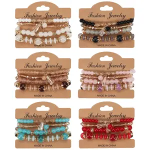 Wholesale Bohemian Multicolor Rhinestones Imitation Pearl Alloy Glass Wholesale Bracelets
