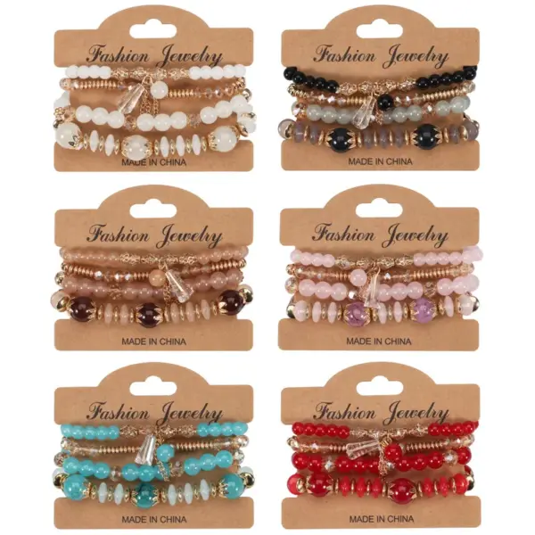Wholesale Bohemian Multicolor Rhinestones Imitation Pearl Alloy Glass Wholesale Bracelets