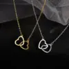 Wholesale PVD Coated 18K Gold Plated Heart 304 Stainless Steel Simple Style Waterproof Non Tarnish 304 Stainless Steel Necklace