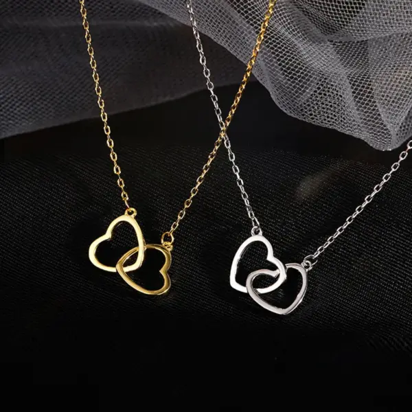 Wholesale PVD Coated 18K Gold Plated Heart 304 Stainless Steel Simple Style Waterproof Non Tarnish 304 Stainless Steel Necklace