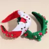Wholesale Christmas Pearl Hairband Women's High Top Santa Claus Headwear Rhinestone Wide Edge Holiday Hair Accessory