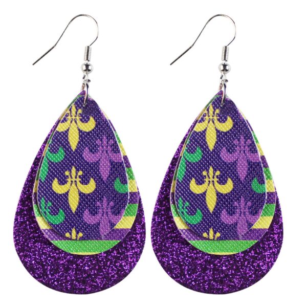 Wholesale  Carnival Leather Earrings Multi-layer Stitching Leather Earrings