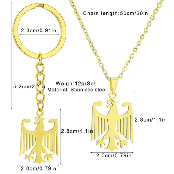 Wholesale Unisex Asymmetrical Eagle Necklace In 201 Stainless Steel With 18K Real Gold Plated Water Plating And Cable Chain