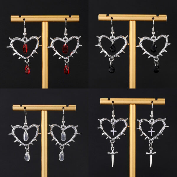 oly-832f2f41390f1c8e54e1500239c453ca Wholesale Personalized Thorns Love Earrings Women’s Earrings Punk Gothic Vintage Cross Drop Earrings