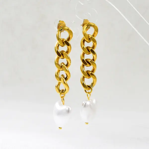 Wholesale Women Irregular Drop Earrings Electroplated 304 Stainless Steel 18K Gold Plated 0.03-0.05µm Pearl Inlay
