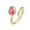 Wholesale Jewelry Elegant Luxurious Shiny Rose Flower Tulips Copper Zircon 18K Gold Plated Plating Inlay Cable Chain Jewelry Set