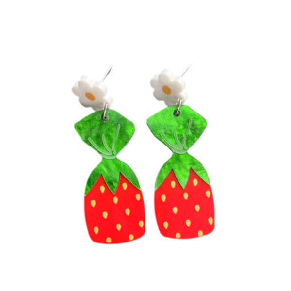 oly-8382199541e4cf02cbae1201a37602f2 Wholesale Acrylic Red Flower Strawberry Earrings Fresh and Sweet Niche Design Ear Studs All-match Earrings
