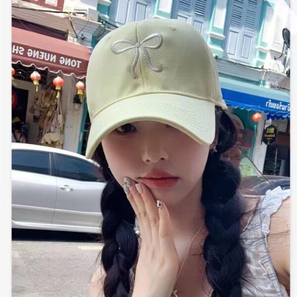 Wholesale Bow Baseball Cap Women's Sweet Cute Light Pink All-match Face Showing Small Hard Top Sunscreen Cap
