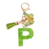 Wholesale 26 English Alphabet Keychain Pendant Green Star Glitter Resin Pendant Personality Key Chain