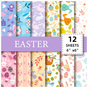 Wholesale 12 sheets/pack of cross-border new Easter egg rabbit decoration hand account personalized DIY background material paper