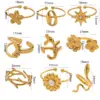 Wholesale Vintage Stainless Steel Ring With Zircon Flower Design 18K Vacuum Plated Non-Fading Eight-Pointed Star Ring Elegant Versatile Luxury Simple