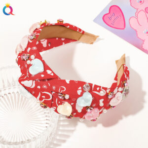 Valentine's Day headband-Diamond Love Red / Qiyue factory direct sales