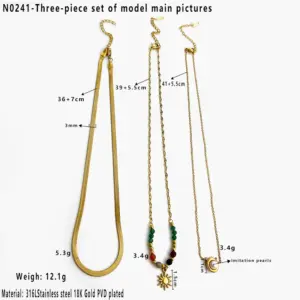 Main Image Snake Chain Sunflower Pearl Three-Piece Set / Average Size