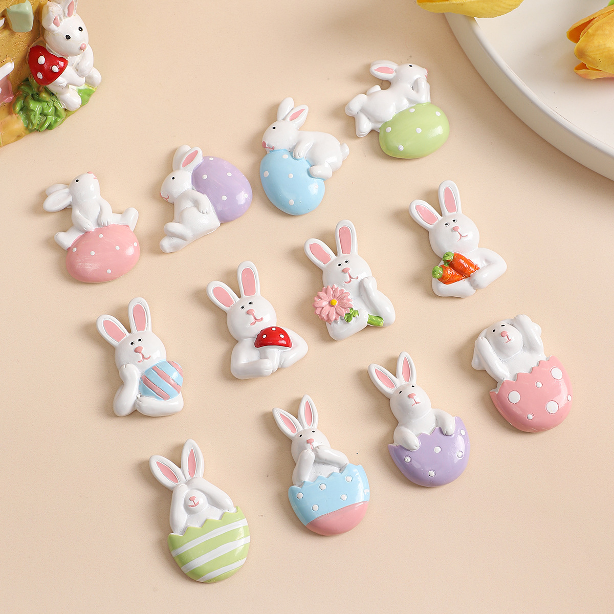 Wholesale Cross Border Easter Decorations Ins Mini Resurrection Rabbit Resurrection Eggs Refrigerator Stickers Home Party Decoration Gifts