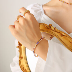 E314-Color zircon bracelet -17cm