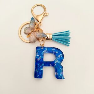 Blue letter keychain pendant/R