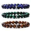 Wholesale Simple Style Round Natural Stone Elastic String Titanium Steel Woven Chain Bracelets In Bulk