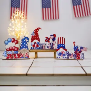 Wholesale Creative DIY Wooden Ornaments Independence Day Decoration Desktop Ornaments American Flag Halloween Party Supplies