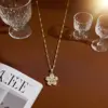 Wholesale Women’s Flowers Pendant Necklace With Inlay Artificial Rhinestones, 18K Real Gold Plated Copper, Water Plating, Lip Chain