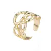 Wholesale Geometric Open Rings For Women In Copper With 14K Real Gold Plated Electroplated Finish And Zircon Inlay