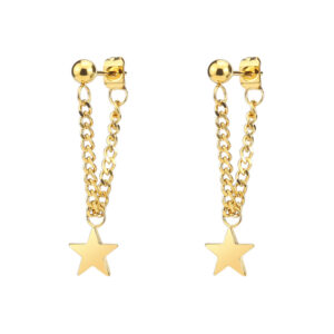 Wholesale Amazon best selling five-pointed star earrings simple fashion titanium steel tassel long pendant earrings earrings manufacturers