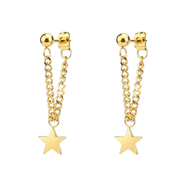 oly-83ce44d6765921ec6be6738a1d865acf Wholesale best selling five-pointed star earrings simple fashion titanium steel tassel long pendant earrings earrings